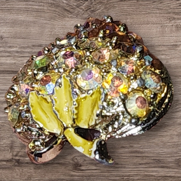 Vintag Strawberry Aurora Borealis Rhinestones Petite Brooch/Pin - Picture 4 of 9